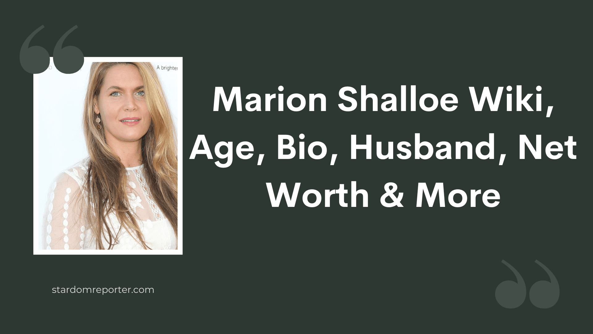 Marion Shalloe Wiki, Age, Bio, Husband, Net Worth & More - 1